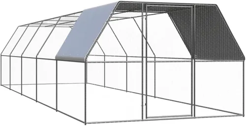 Vista 9 de Jaula de metal para gallineros al aire libre, jaula de pollo para aves de corral, corralito de corral, corralito de ejercicio, perrera con cubierta