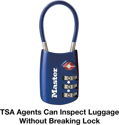 Vista 3 de Master Lock 4688DBLU Tsa candado estilo cable para equipaje, 24 unidades, azul., 4688DBLU