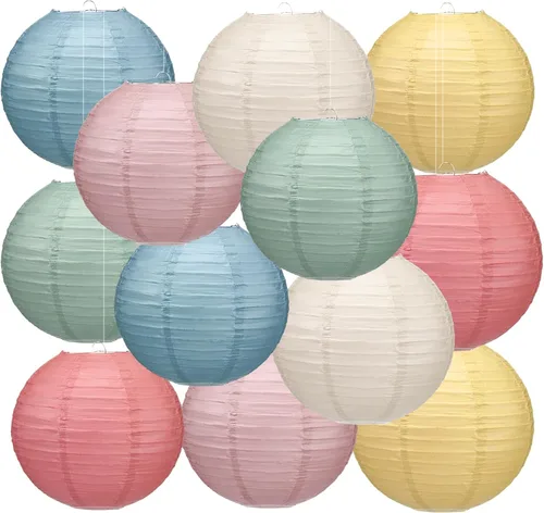Vista 16 de Retisee 12 linternas de papel de manzana de 10 pulgadas para decoración