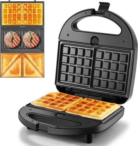 Vista 10 de OSTBA Panini - Parrilla de prensa, sandwichera de 4 rebanadas con placas