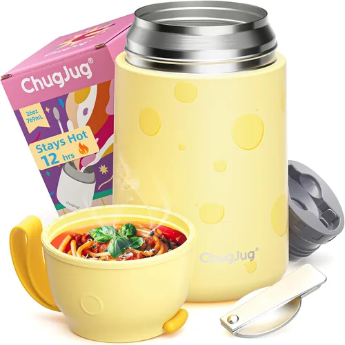 Vista 16 de Termo de sopa de 15 onzas para comida caliente para niños, tarro de comida aislado con cuchara, recipiente térmico para almuerzo, boca ancha vacío