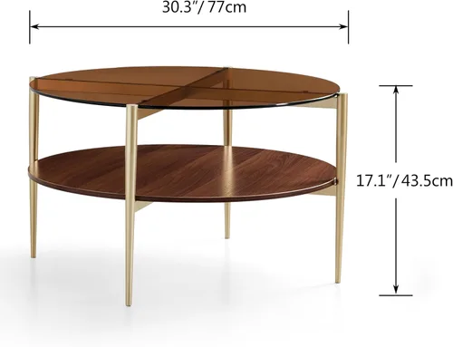 Vista 36 de Saint Mossi - Mesa de café moderna para sala de estar, mesa de café redonda de mediados de siglo, mesa central de 2 niveles para espacios pequeños