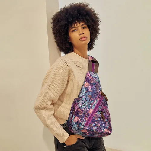 Vista 7 de KL928 Mochila de Lona Tipo Bandolera - Mochila Cruzada Pequeña para Hombro, Mochila Informal Diurna, Mochila para Hombre y Mujer (Versión Grande)