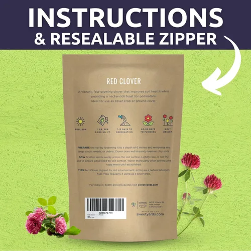 Vista 5 de Red Clover - Bulk 5 Pounds - 1,200,000 Semillas de flores para plantar - Trifolium pratense