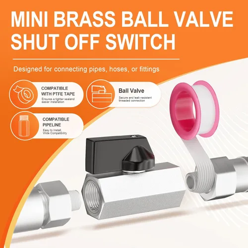Vista 5 de GASHER 12PCS Mini válvula de bola de latón interruptor apagado, 1/2 pulgada hembra x 1/2 pulgada rosca hembra tubería