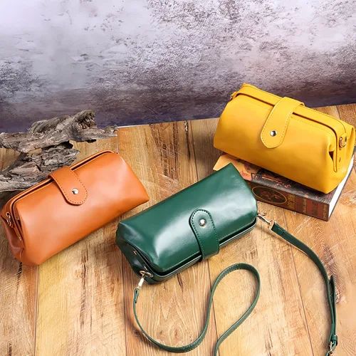 Vista 7 de Bolso de médico retro hecho a mano de cuero 2026 Crossbody apertura única pequeño bolso vintage bolsos para mujeres bolsa Dr. - retro