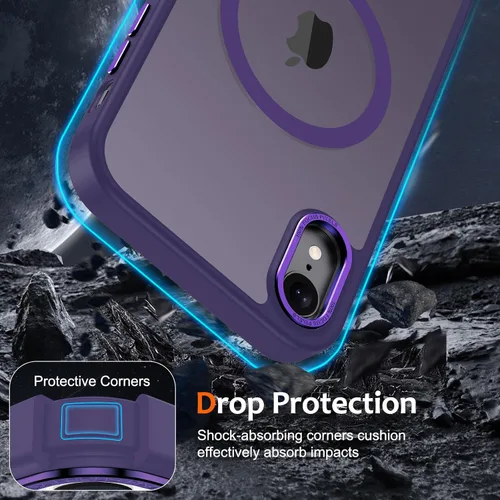Vista 32 de Anuck - Funda magnética para iPhone 11 compatible con MagSafe, carcasa trasera mate translúcida dura, borde de TPU, delgada, resistente a impactos