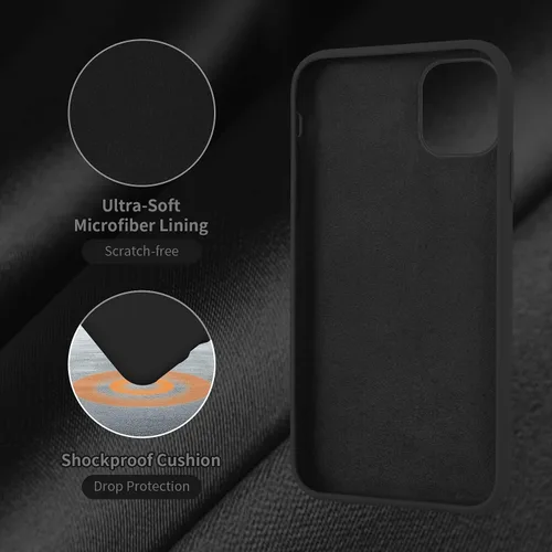 Vista 5 de Cordking Funda diseñada para iPhone 11, funda de silicona ultradelgada a prueba de golpes con [forro de microfibra suave antiarañazos], 6.1 Negro