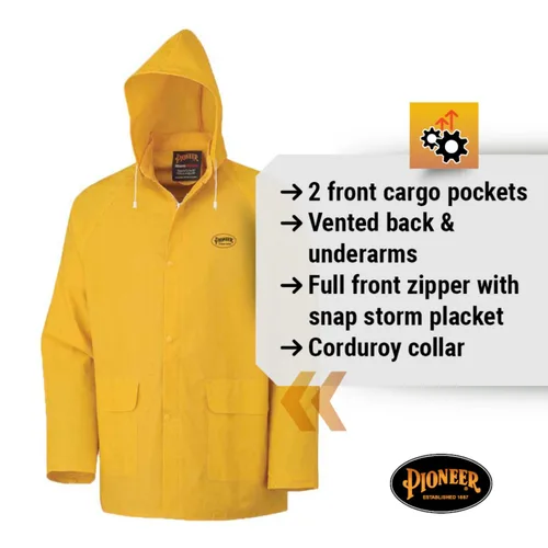 Vista 4 de Pioneer 577U Traje para lluvia de PVC, talla pequeña, color amarillo
