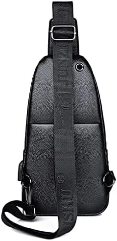 Vista 5 de Mochila de cuero Hebetag estilo bandolera para hombres y mujeres, mochila cruzada para viajes al aire libre y campamento