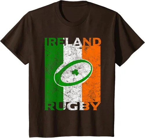 Vista 47 de Camiseta de rugby irlandés con la bandera de Irlanda, regalo vintage Negro