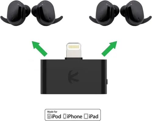 Vista 2 de i10L_Plus_2AirBuds: divisor transmisor Bluetooth i10L compatible con Apple iPhone, iPad, iPod Touch Plus 2 juegos de auriculares Bluetooth