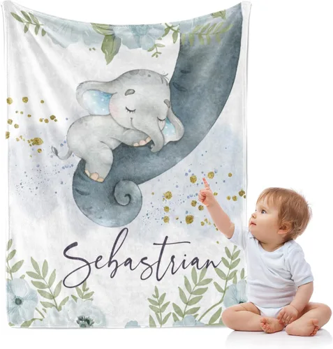 Vista 27 de J&SBGFT Manta de Bebé Personalizada para Niños - Manta con Nombre Personalizado para Niños Pequeños, Niños - Manta Decorativa de Guardería Cochecito