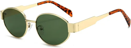 Vista 14 de Lentes de sol ovalados retro para mujeres y hombres, lentes de sol ovalados de metal de los años 90, tonos vintage