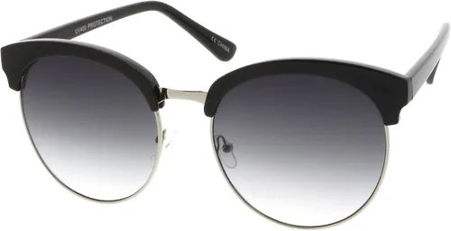 Vista 2 de zeroUV - Gafas de sol redondas de gran tamaño con lente plana de medio marco para mujer, 2.283 in