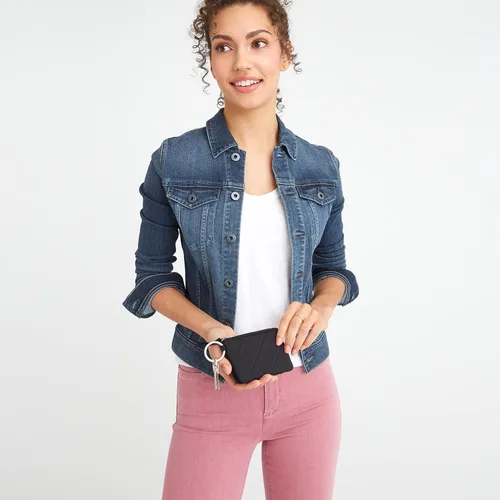 Vista 6 de Cartera de lujo de sarga con cremallera y protección RFID para mujer