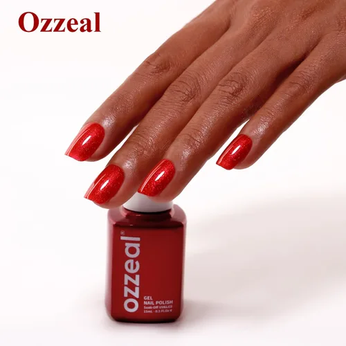 Vista 7 de Esmalte de Uñas en Gel con Purpurina, Esmalte de Uñas en Gel con Purpurina Rojo Sangre Brillante con Destellos, Esmalte de Uñas en Gel con Purpurina
