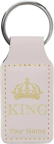 Vista 12 de Llavero rectangular, corona de rey, grabado personalizado incluido, Bambú