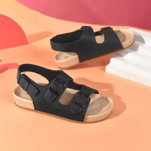 Vista 6 de Sandalias ajustables de doble hebilla para niñas y niños, zapatos de verano ligeros con velcro para niños pequeños y grandes