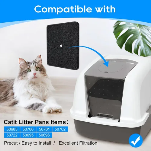 Vista 2 de Paquete de 6 filtros de carbono de repuesto para cajas de arena para gatos compatibles con caja de arena con capucha Catit, purificador de aire