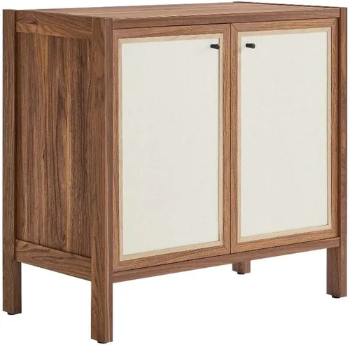 Vista 12 de Modway Capri Mid-Century - Cama de tamaño Queen moderna en nogal con cabecero y estribo