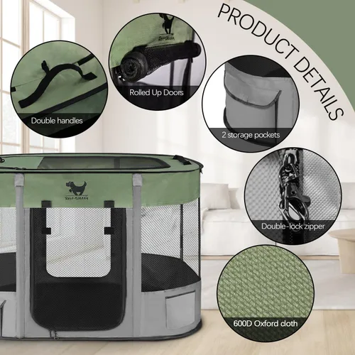 Vista 6 de Rest-Eazzzy Corralito para Perros, Corralito Plegable para Gatitos para Perros Medianos, Corralito Portátil para Mascotas con Cubierta de Sombra