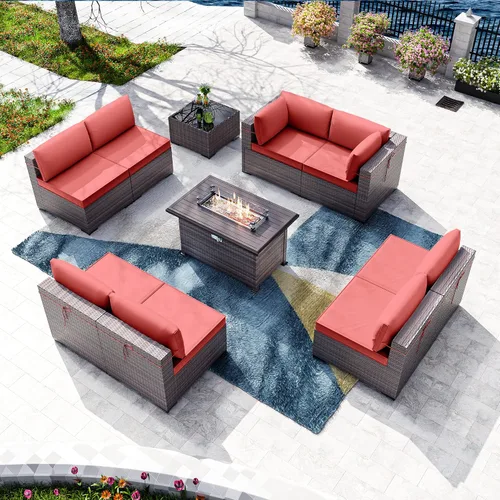 Vista 18 de Kullavik - Juego de muebles para exterior de 6 piezas con sofá modular de ratán de polietileno, color negro