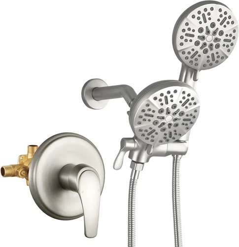 Vista 15 de Kit de bañera de ducha, juego combinado de grifo de ducha, sistema de ducha con boquilla de bañera, válvula de ducha y kit de molduras, accesorios