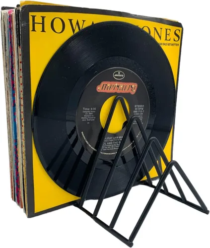 Vista 3 de Carpeta de archivos, soporte para revistas, soporte de almacenamiento de discos de vinilo, soporte de metal para periódicos y organizador de álbumes