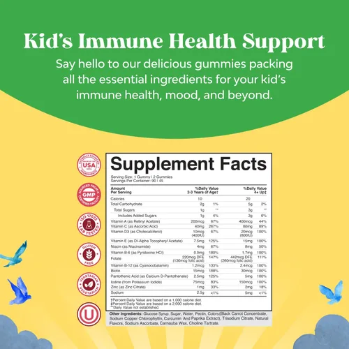 Vista 3 de Paquete de gomitas para niños, ácidos grasos DHA Omega 3 6 9 para cerebro, fuerza y visión inmunológicas y multivitamínico para apoyo inmunológico