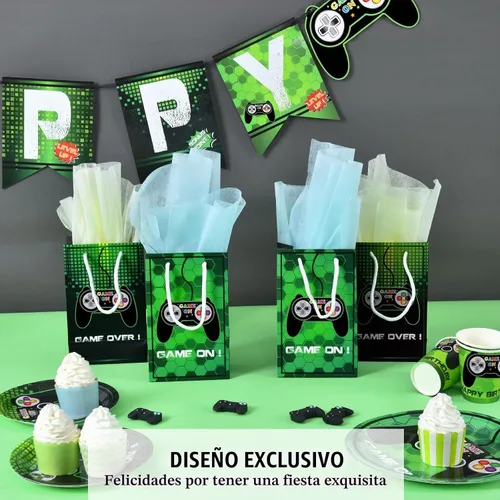 Vista 3 de WERNNSAI 16 bolsas verdes para fiesta de videojuegos