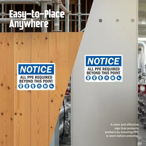 Vista 6 de SmartSign Aviso - Todo el PPE necesario más allá de este punto" Letrero Aluminio de 10 x 14 pulgadas