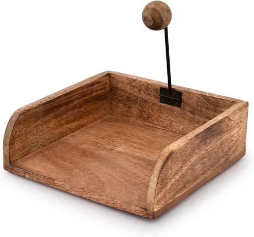 Vista 3 de Servilletero de madera rústico de granja, servilletero para mesas de cocina, encimeras, interiores y exteriores, picnic, restaurantes, cafetería