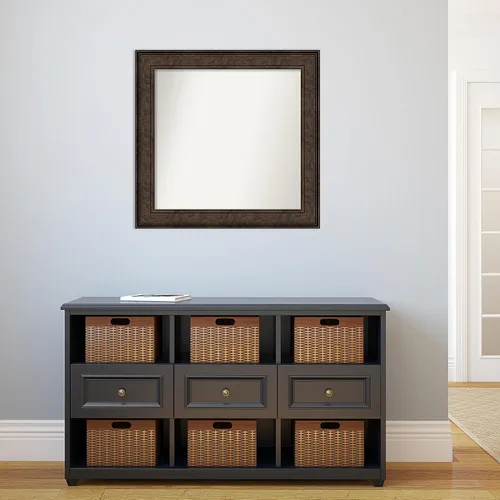 Vista 982 de Amanti Art Espejo de pared personalizado no biselado (25 x 25 pulgadas), marco de bronce acentuado, varios tamaños personalizados, espejo de baño