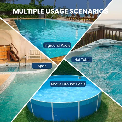 Vista 5 de Aspiradora de piscina inalámbrica para piscina sobre el suelo con poste telescópico, potente succión de 18.5 GPM, tiempo de funcionamiento de 45