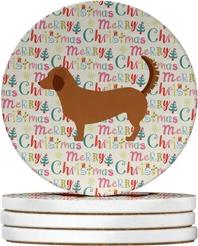 Vista 29 de AIDI Atlas Mountain Dog Merry Christmas - Posavasos grandes de piedra arenisca, paquete de 4