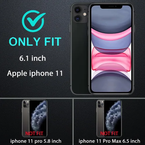 Vista 2 de YKHJKLEC Funda para iPhone 11, grado militar 3 en 1, resistente a los golpes, a prueba de caídas, polvo con 2 protectores de pantalla de vidrio Azul