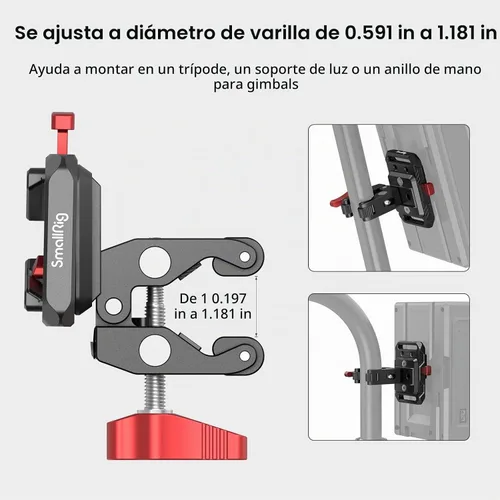 Vista 5 de SmallRig Mini placa de batería de montaje en V, placa de batería de montaje en V con abrazadera en forma de cangrejo para fuente de alimentación