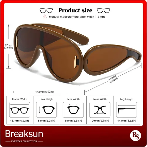 Vista 6 de Gafas de sol de moda con máscara ondulada para mujeres y hombres, de gran tamaño, color plateado, con escudo futurista, estilo de diseñador