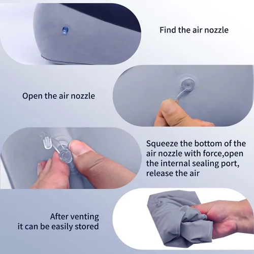 Vista 4 de Reposapiés inflable para viajes, almohada de pierna de altura ajustable para avión y automóvil, taburete portátil para niños y adultos (multicolor)