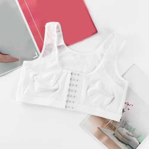 Vista 4 de Sujetador de cobertura completa para mujer, con cierre frontal, soporte de espalda inalámbrica, brasier de espalda de belleza y espalda oculta