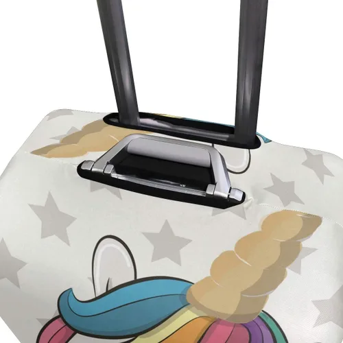 Vista 4 de Funda protectora elástica para equipaje de viaje, diseño de unicornio de dibujos animados, estrellas para equipaje de 18 a 20 pulgadas