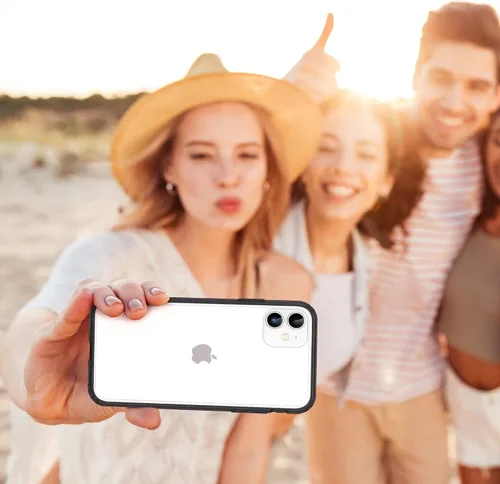 Vista 7 de ULAK - Funda compatible con iPhone 11 transparente con borde de color, funda protectora híbrida a prueba de golpes, cubierta de goma de TPU