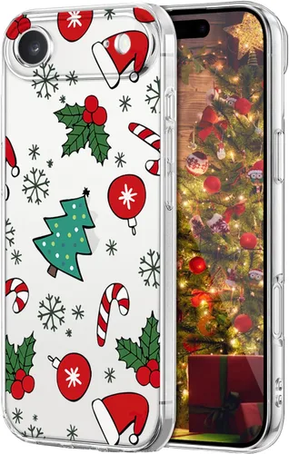 Vista 28 de Newseego Funda de Navidad para iPhone 13, Serie Linda a Prueba de Golpes Anti-Amarillo PC Duro + Parachoques TPU Cubierta Protectora para Mujeres