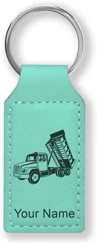 Vista 24 de LaserGram Llavero rectangular, camión volquete, grabado personalizado incluido