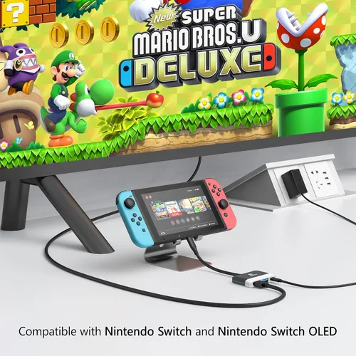 Vista 3 de Switch Dock para Nintendo SwitchOLED, base de TV portátil con puerto USB 3.0 HDMI 4K y carga USB C, base de viaje para Nintendo Switch, Samsung