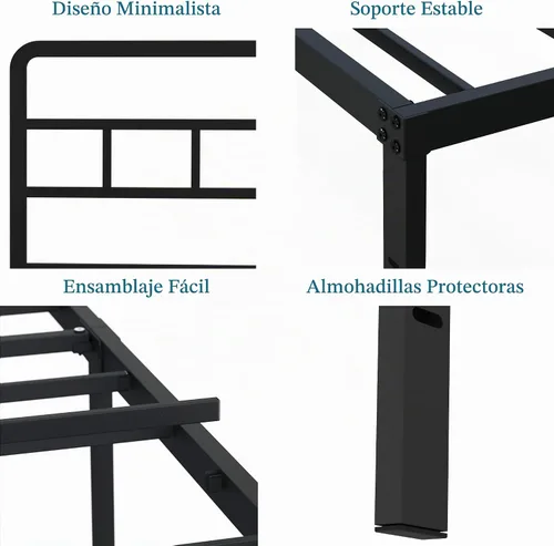 Vista 3 de DiaOutro - Marcos de cama individual con cabecera de 18 pulgadas, plataforma metálica, base de colchón de listones de acero resistente, no requiere
