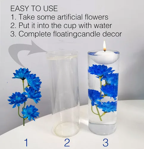 Vista 5 de 12 piezas de flores artificiales azules para centros de mesa flotantes, relleno de jarrón de flores artificiales para centros de mesa de boda