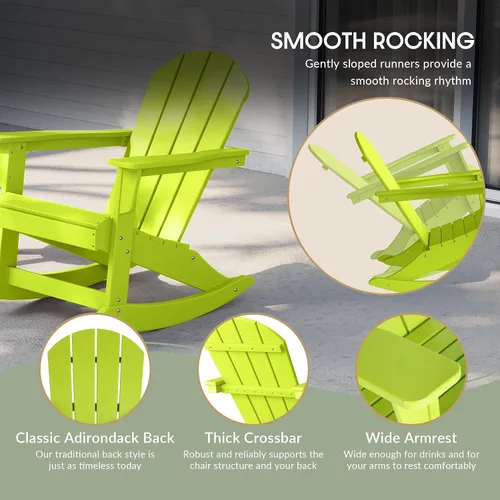 Vista 148 de WestinTrends Silla mecedora Malibu de poliéster para exterior/patio Adirondack, Negra