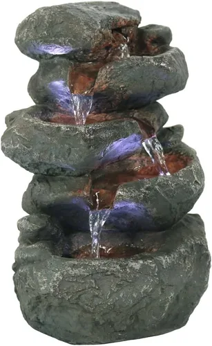Vista 10 de sunnydaze Stacked Rocas mesa Fuente de agua con luces LED, 10.5 inch Rock Water Fountain with Calm Sounds for Meditation, Indoor Desk Water